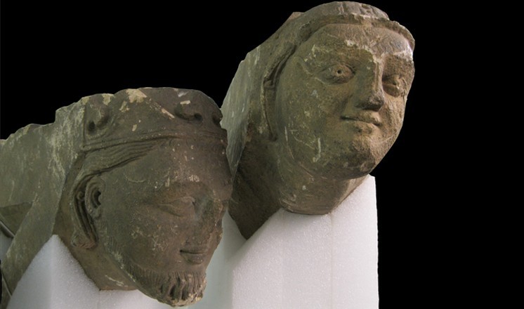 Decorative heads from table legs excavated by Rev. Laing in the museum