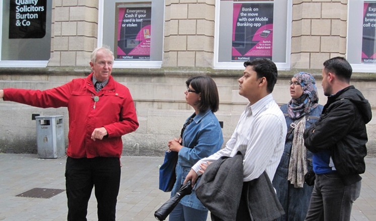 Brian Taylor gives a tour of Lincoln's history