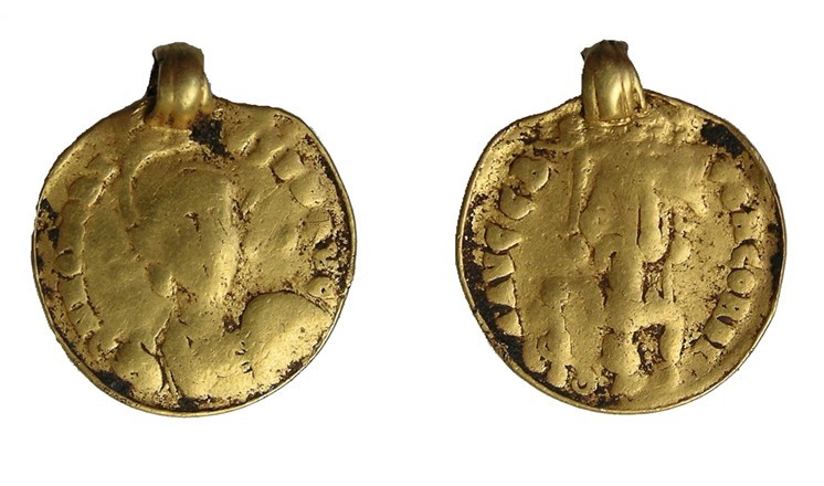 Early Medieval pendant made from a late Roman solidus, Horncastle