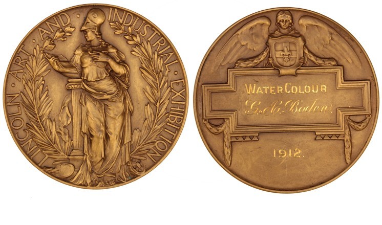 Lincoln Art and Industrial Exhibition watercolour medal, 1912